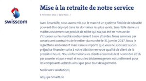 Lire la suite à propos de l’article Swisscom annonce l&rsquo;arrêt de son service SmartLife