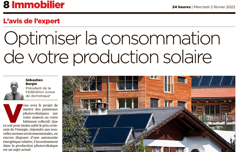 Lire la suite à propos de l’article Article 24heures du 2/2/2022 – Optimiser la production solaire