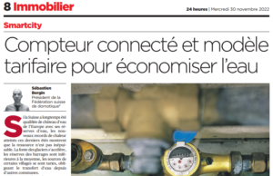 Lire la suite à propos de l’article Article 24heures du 30 novembre 2022 – Compteur connecté et modèle tarifaire pour économiser l’eau
